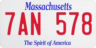 MA license plate 7AN578