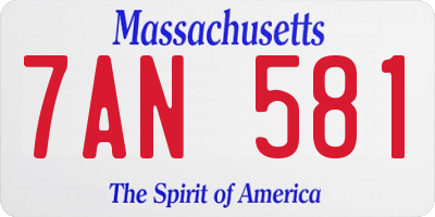 MA license plate 7AN581