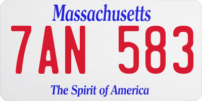 MA license plate 7AN583