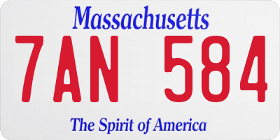 MA license plate 7AN584