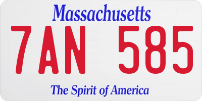MA license plate 7AN585