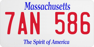MA license plate 7AN586