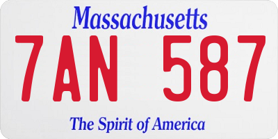 MA license plate 7AN587