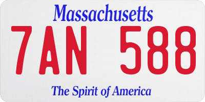 MA license plate 7AN588