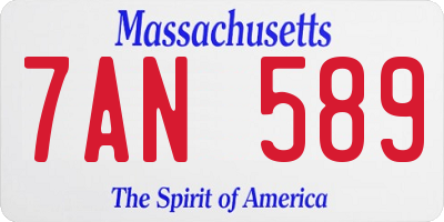 MA license plate 7AN589