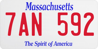 MA license plate 7AN592