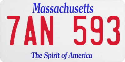 MA license plate 7AN593