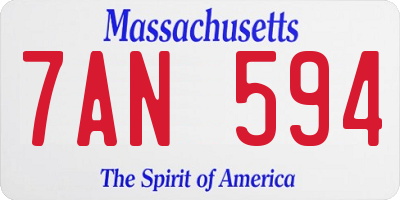 MA license plate 7AN594