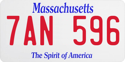 MA license plate 7AN596