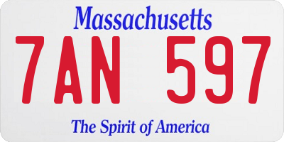 MA license plate 7AN597