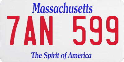 MA license plate 7AN599