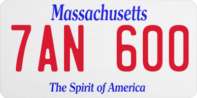 MA license plate 7AN600