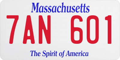 MA license plate 7AN601