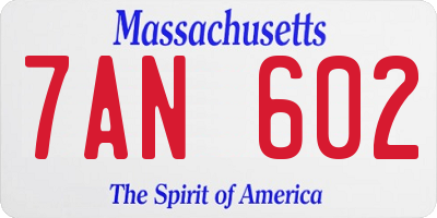 MA license plate 7AN602