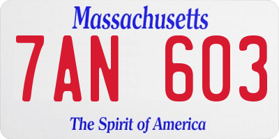 MA license plate 7AN603