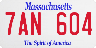 MA license plate 7AN604