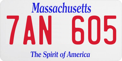MA license plate 7AN605