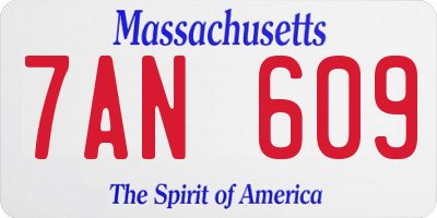 MA license plate 7AN609