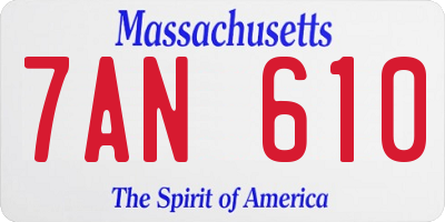 MA license plate 7AN610