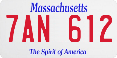 MA license plate 7AN612