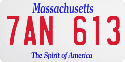 MA license plate 7AN613