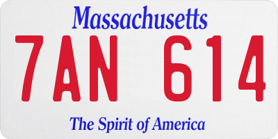MA license plate 7AN614