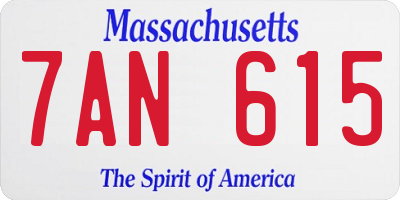 MA license plate 7AN615