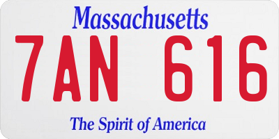 MA license plate 7AN616