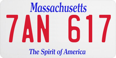 MA license plate 7AN617
