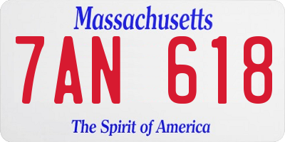 MA license plate 7AN618