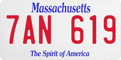 MA license plate 7AN619