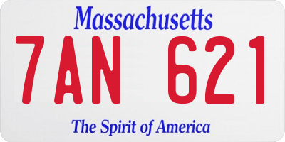 MA license plate 7AN621