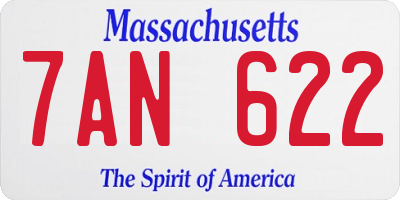 MA license plate 7AN622