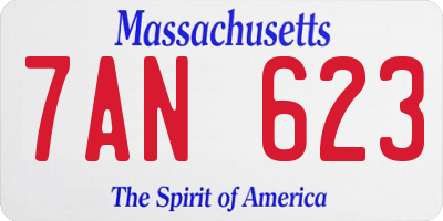 MA license plate 7AN623