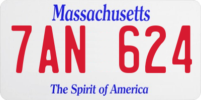 MA license plate 7AN624
