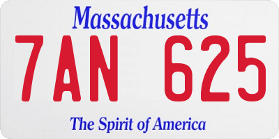 MA license plate 7AN625
