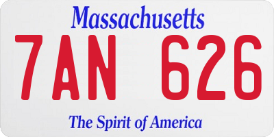 MA license plate 7AN626