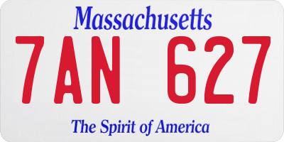 MA license plate 7AN627