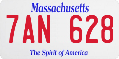 MA license plate 7AN628