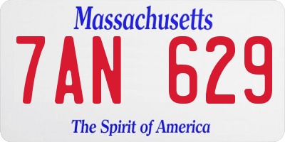 MA license plate 7AN629