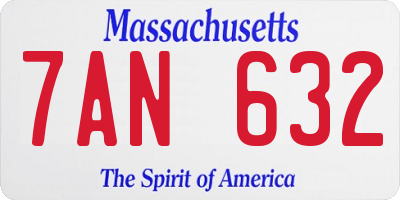 MA license plate 7AN632
