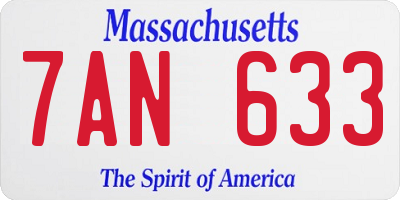 MA license plate 7AN633