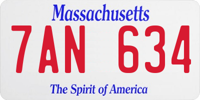 MA license plate 7AN634