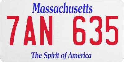MA license plate 7AN635
