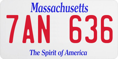 MA license plate 7AN636