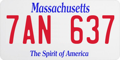 MA license plate 7AN637