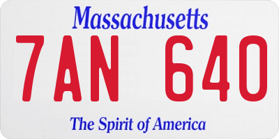 MA license plate 7AN640