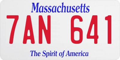 MA license plate 7AN641