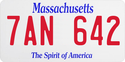 MA license plate 7AN642