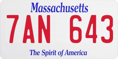 MA license plate 7AN643